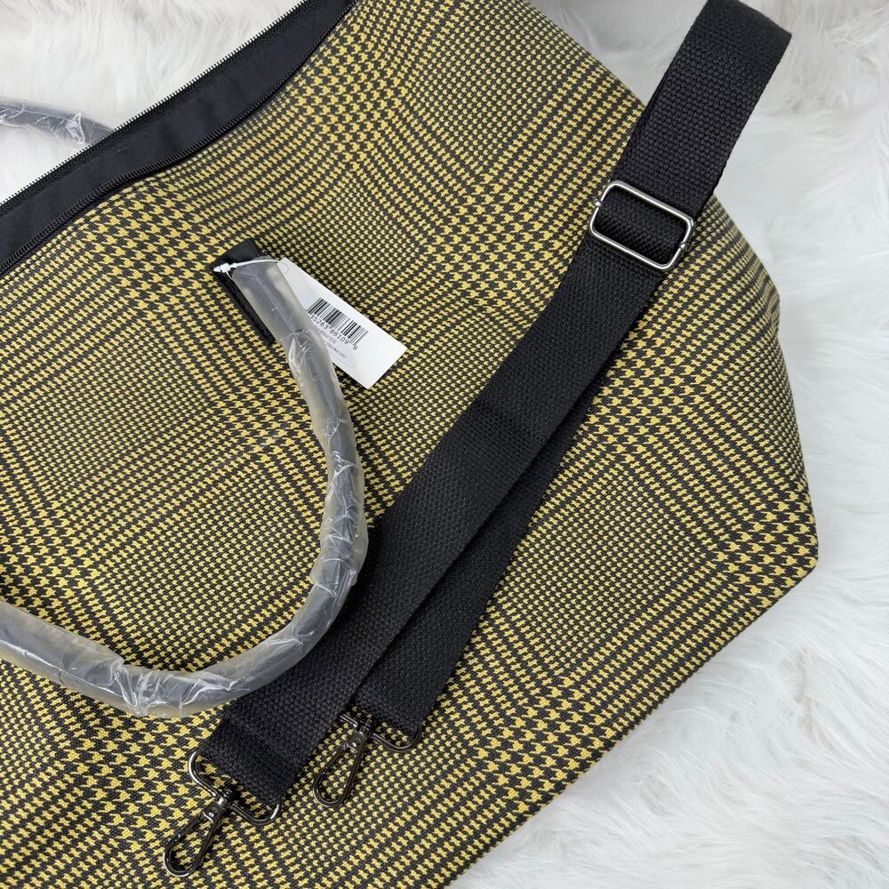 New Lulu Dharma Frasier Weekender Bag Yellow Plaid Large Travel Overnight Tote - Picture 5 of 12
